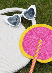 La Basketry pink and yellow fan inspired by Barbiecore trend to celebrate Barbie the movie