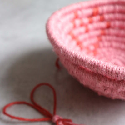 la basketry galentines day limited edition twine basket kit in pink and red with love heart motif